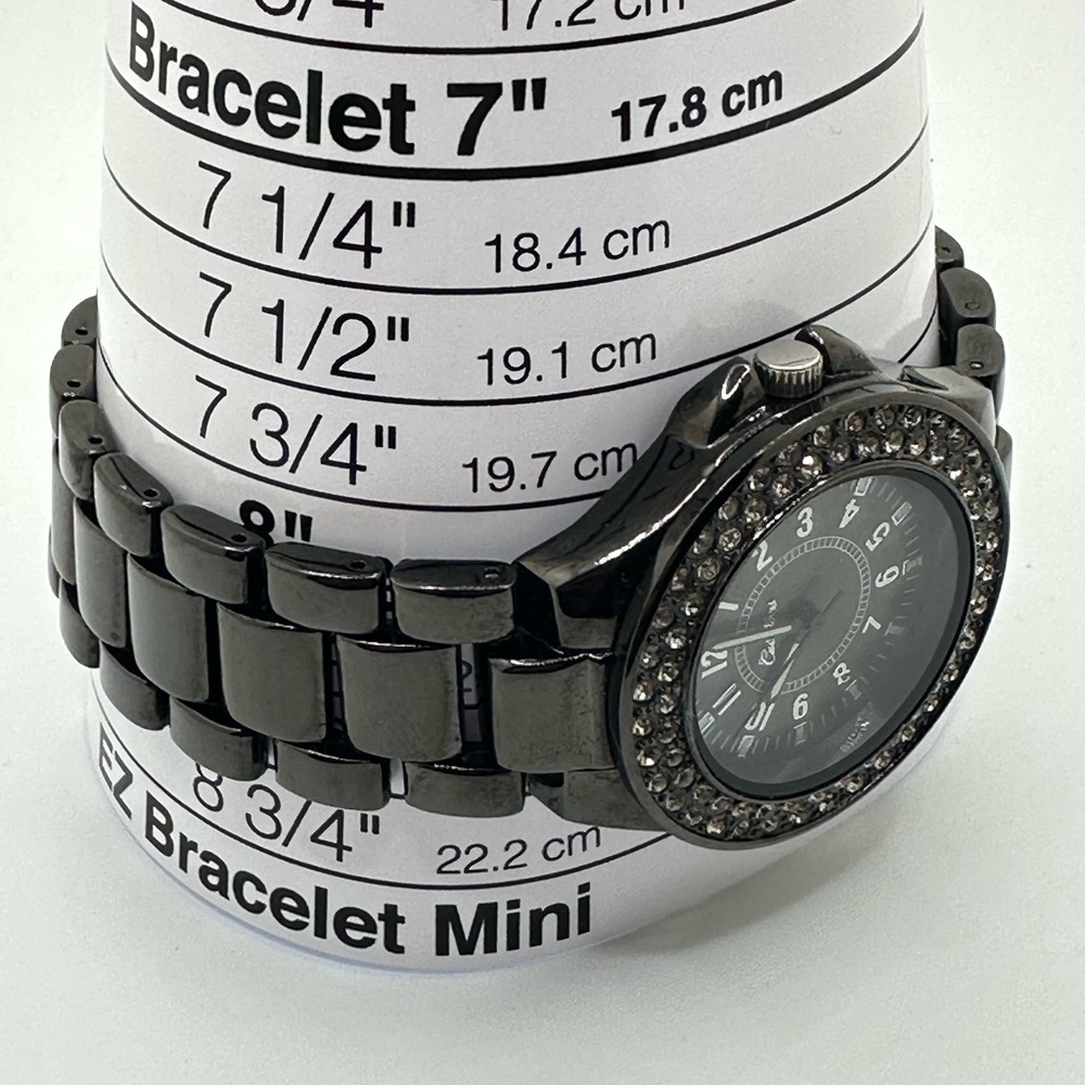 Men’s Curations Brand Black Chrome and Rhinestone Quartz Watch - Picture 8 of 8
